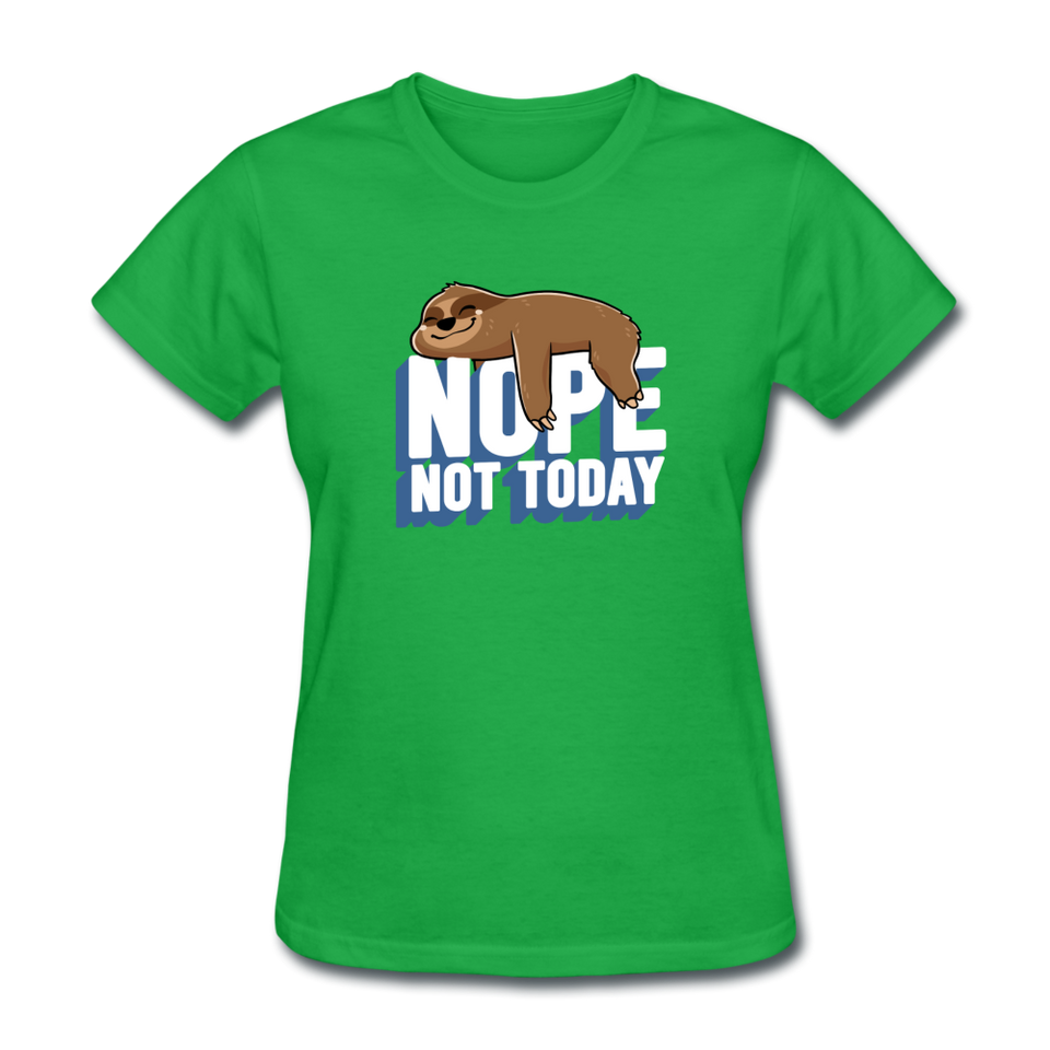 Nope, Not Today Lazy Sloth - bright green