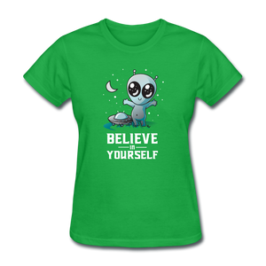 Believe In Yourself Cute Alien - bright green