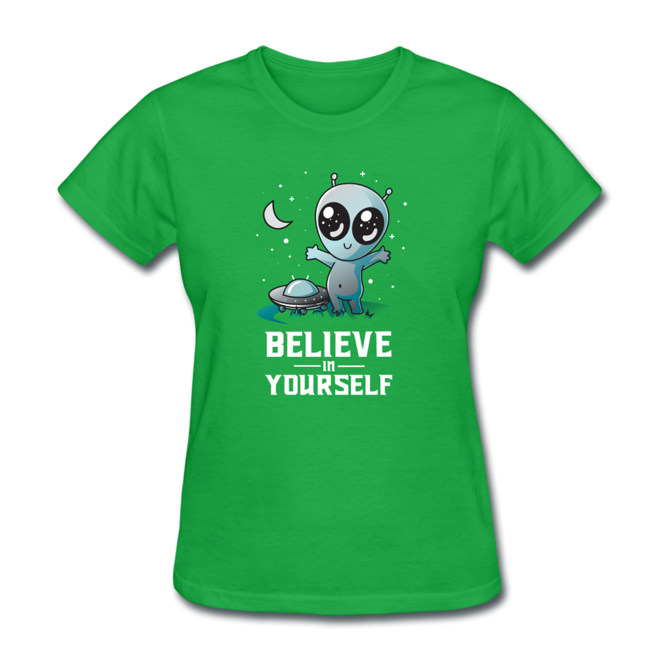 Believe In Yourself Cute Alien - bright green