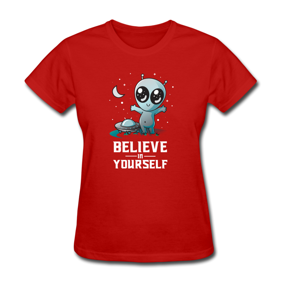 Believe In Yourself Cute Alien - red