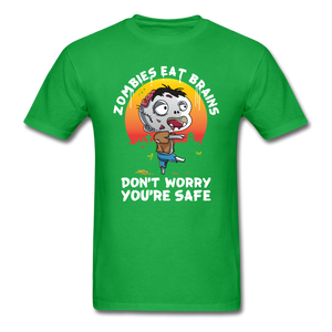 Zombies Eat Brain Don't Worry You're Safe Men's Funny T-Shirt - bright green