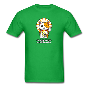 No One Cares Work Harder Men's Motivational T-Shirt - bright green