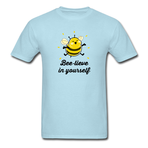 Bee-lieve In Yourself Men's Motivational T-Shirt - powder blue