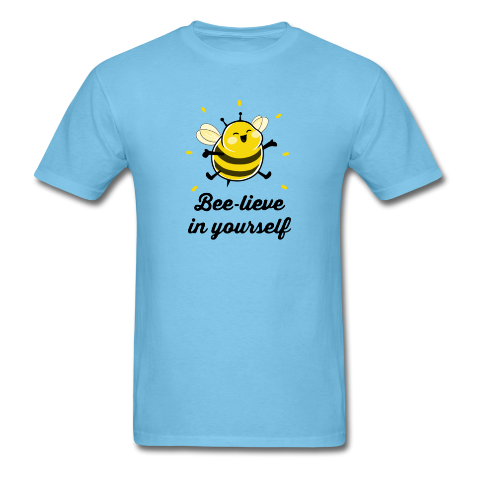 Bee-lieve In Yourself Men's Motivational T-Shirt - aquatic blue