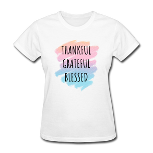 Thankful Grateful Blessed Women's T-Shirt - white