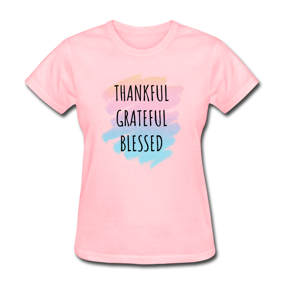 Thankful Grateful Blessed Women's T-Shirt - pink