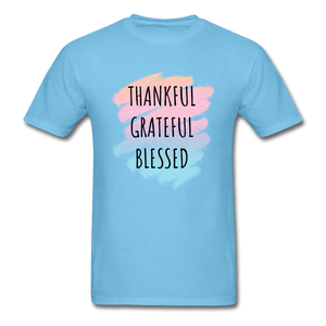 Thankful Grateful Blessed Men's T-Shirt - aquatic blue