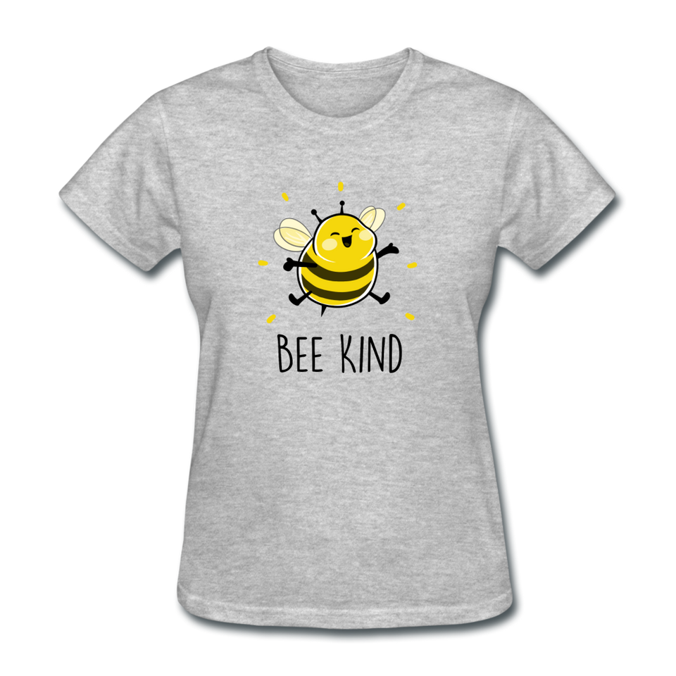 Bee Kind Women's Cute T-Shirt - heather gray