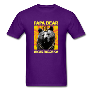 Papa Bear Has His Eyes On You Men's Funny T-Shirt - purple