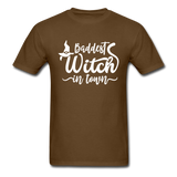 Baddest Witch In Town Men's Funny T-Shirt - brown