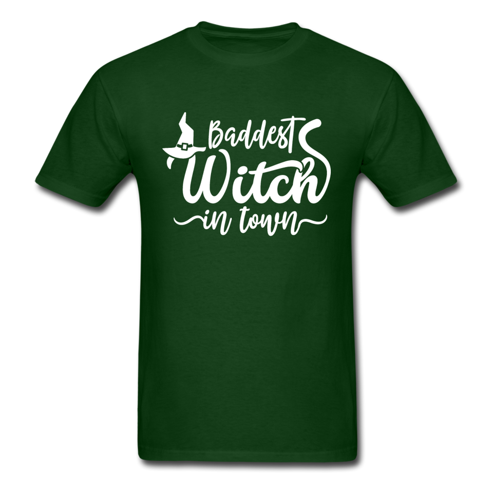 Baddest Witch In Town Men's Funny T-Shirt - forest green