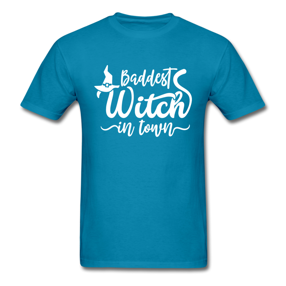 Baddest Witch In Town Men's Funny T-Shirt - turquoise