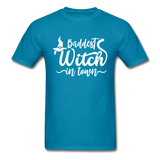 Baddest Witch In Town Men's Funny T-Shirt - turquoise