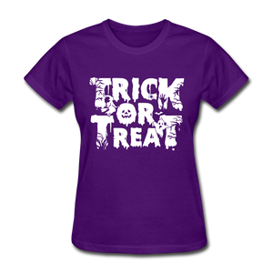 Trick Or Treat Women's Funny Halloween T-Shirt - purple