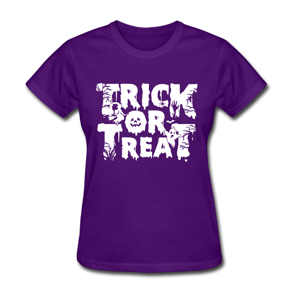 Trick Or Treat Women's Funny Halloween T-Shirt - purple