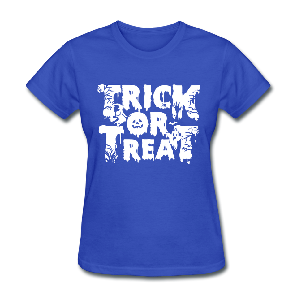 Trick Or Treat Women's Funny Halloween T-Shirt - royal blue