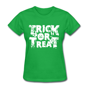 Trick Or Treat Women's Funny Halloween T-Shirt - bright green