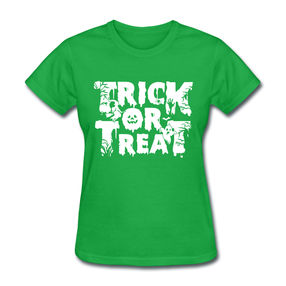 Trick Or Treat Women's Funny Halloween T-Shirt - bright green