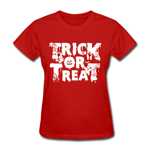 Trick Or Treat Women's Funny Halloween T-Shirt - red
