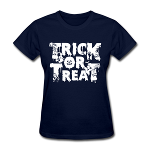 Trick Or Treat Women's Funny Halloween T-Shirt - navy