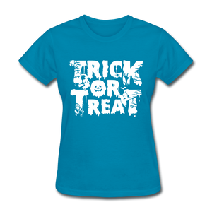 Trick Or Treat Women's Funny Halloween T-Shirt - turquoise