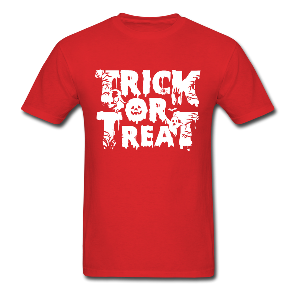 Trick Or Treat Men's Funny Halloween T-Shirt - red