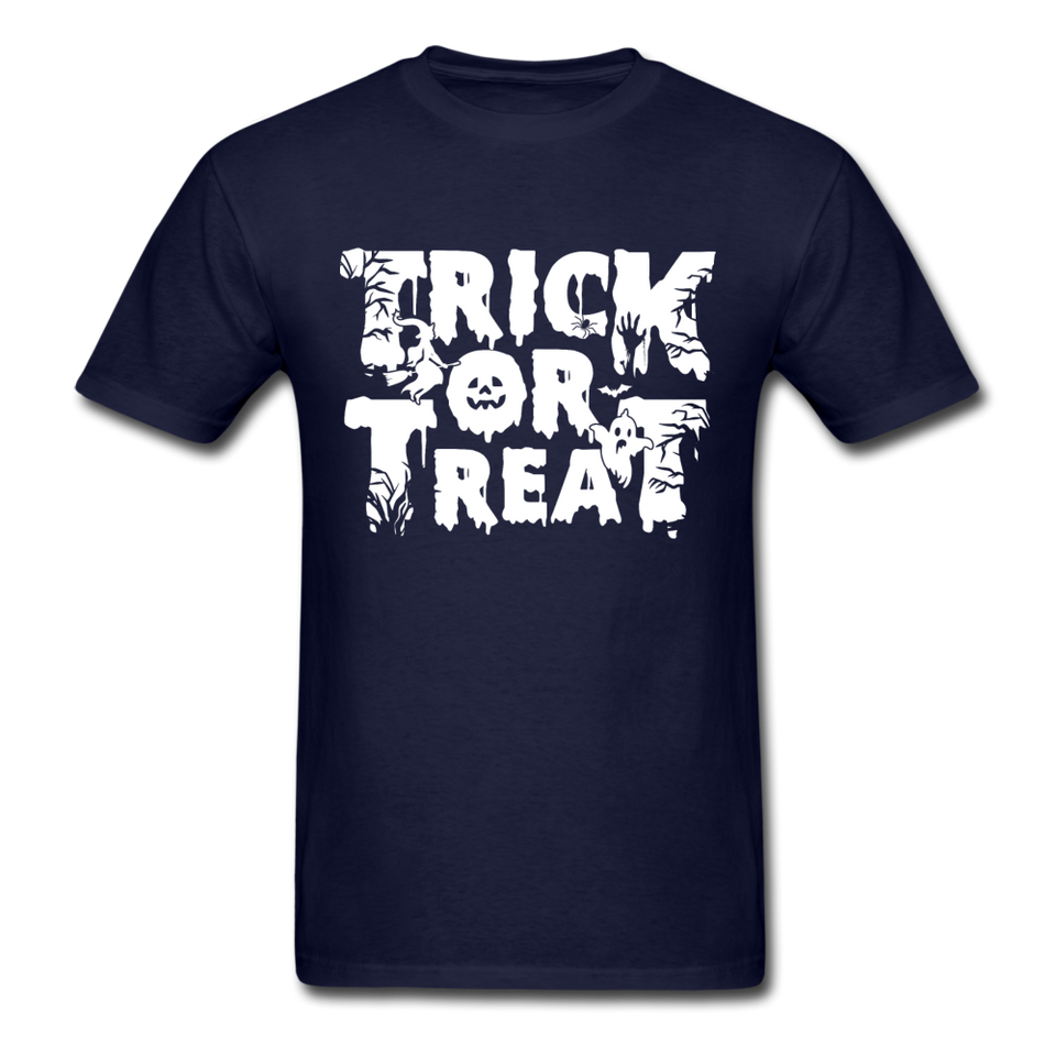 Trick Or Treat Men's Funny Halloween T-Shirt - navy