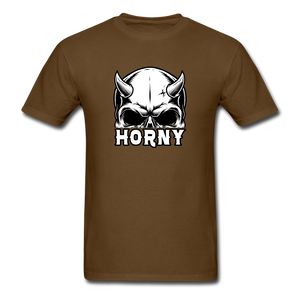 Horny Men's Funny Halloween T-Shirt - brown
