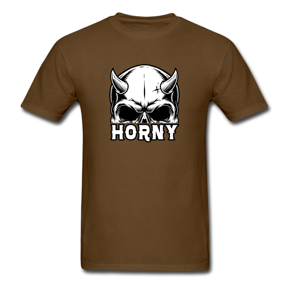 Horny Men's Funny Halloween T-Shirt - brown