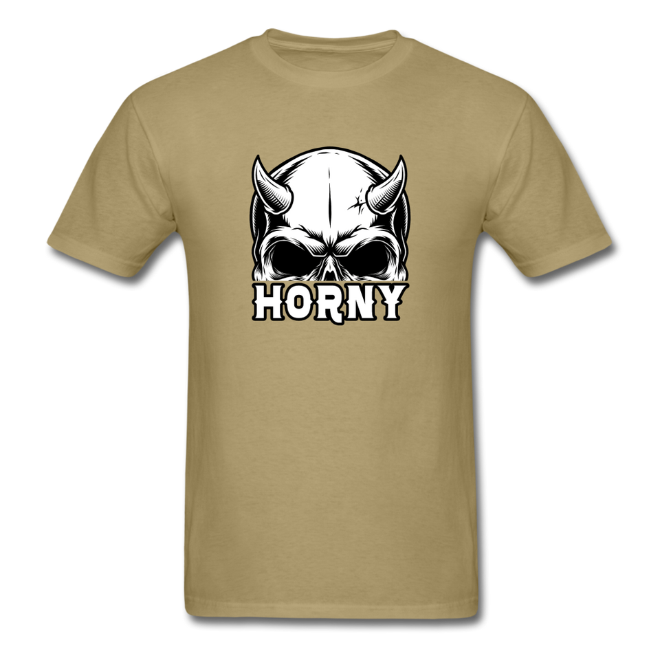 Horny Men's Funny Halloween T-Shirt - khaki
