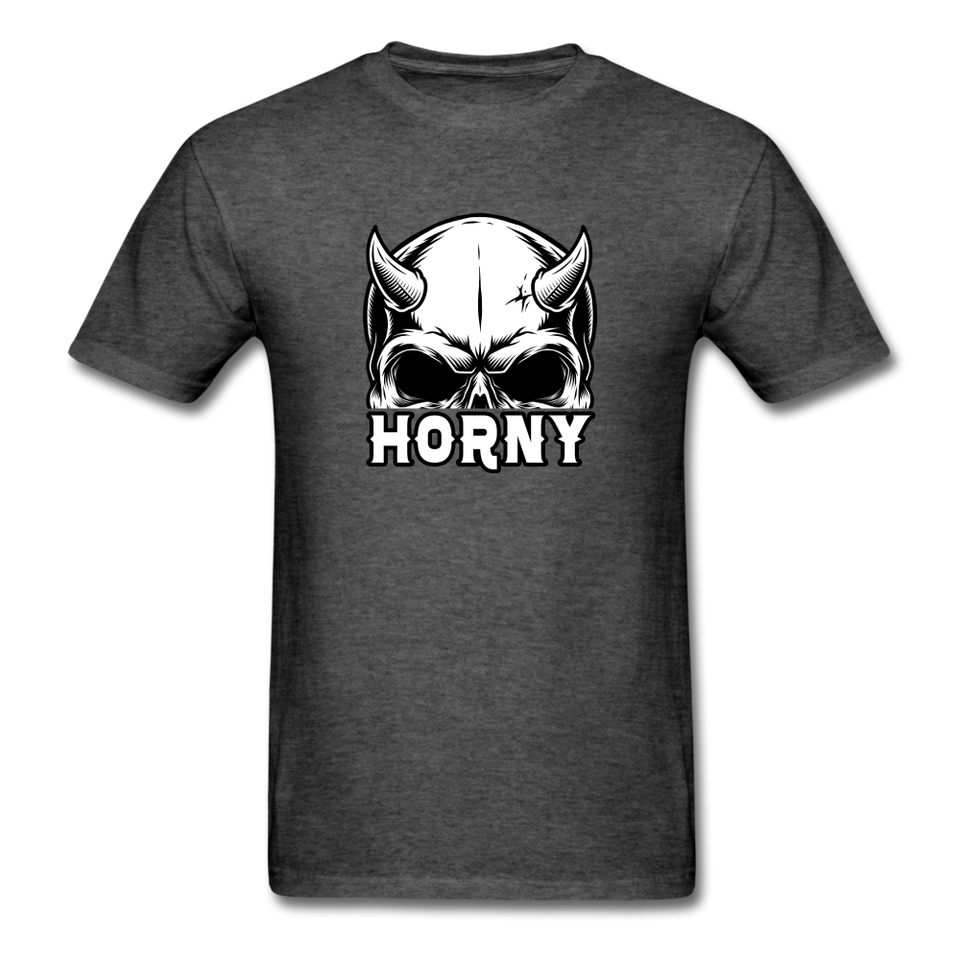Horny Men's Funny Halloween T-Shirt - heather black
