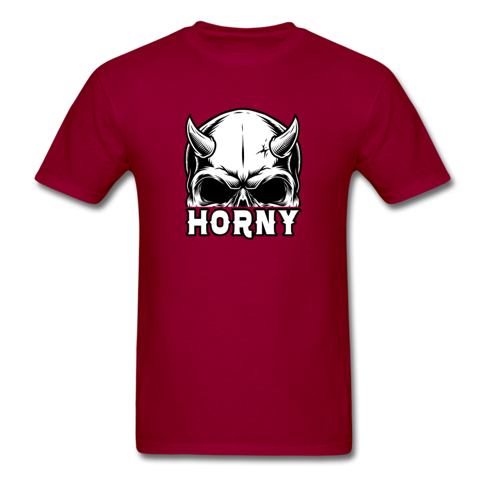 Horny Men's Funny Halloween T-Shirt - dark red
