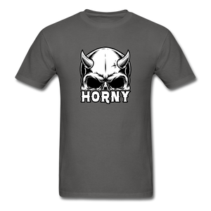 Horny Men's Funny Halloween T-Shirt - charcoal