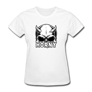 Horny Women's Funny Halloween T-Shirt - white