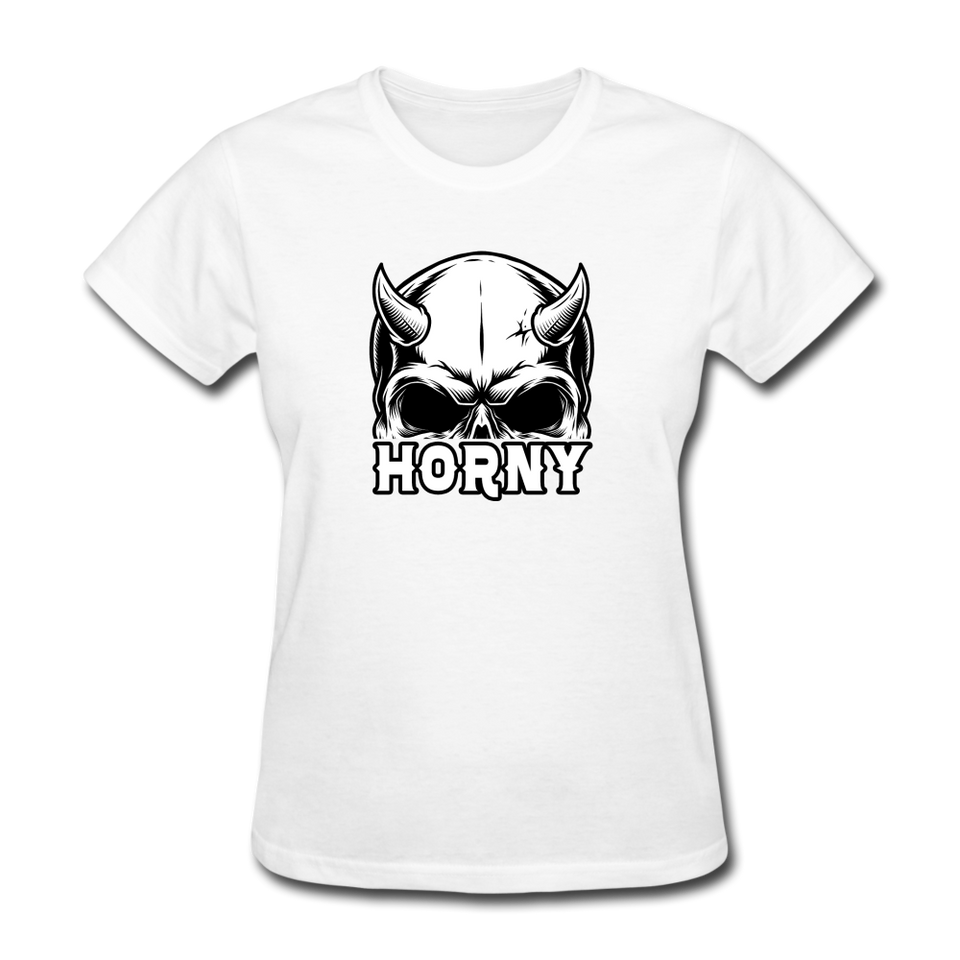 Horny Women's Funny Halloween T-Shirt - white
