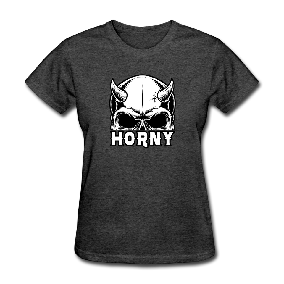 Horny Women's Funny Halloween T-Shirt - heather black
