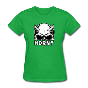 Horny Women's Funny Halloween T-Shirt - bright green