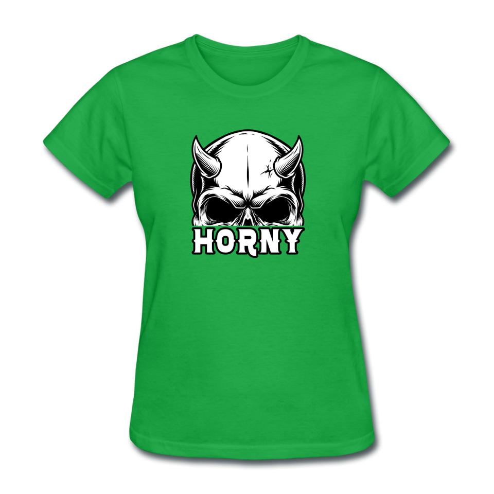 Horny Women's Funny Halloween T-Shirt - bright green