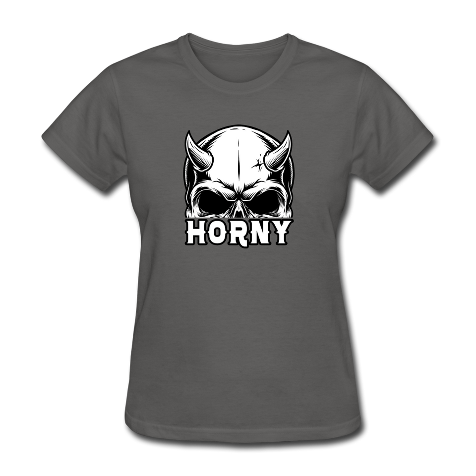 Horny Women's Funny Halloween T-Shirt - charcoal