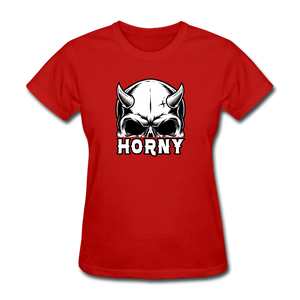 Horny Women's Funny Halloween T-Shirt - red