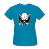 Horny Women's Funny Halloween T-Shirt - turquoise