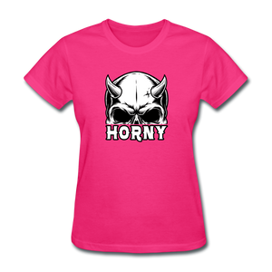 Horny Women's Funny Halloween T-Shirt - fuchsia