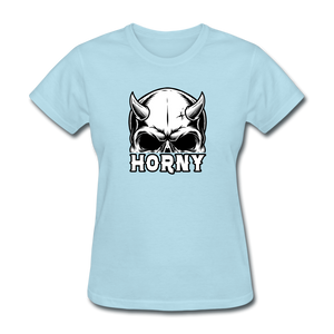 Horny Women's Funny Halloween T-Shirt - powder blue