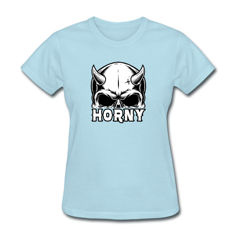 Horny Women's Funny Halloween T-Shirt - powder blue