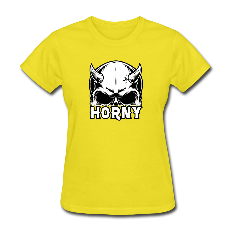 Horny Women's Funny Halloween T-Shirt - yellow