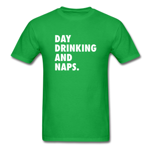 Day Drinking And Naps Men's Funny T-Shirt - bright green