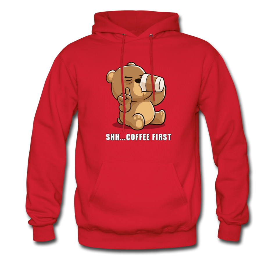 Shh.. Coffee First Hoodie - red