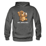 Shh.. Coffee First Hoodie - charcoal gray