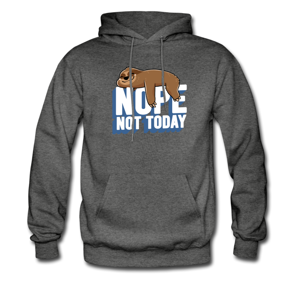 Nope, Not Today Lazy Sloth Hoodie - charcoal gray