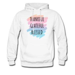 Thankful Grateful Blessed Hoodie - white